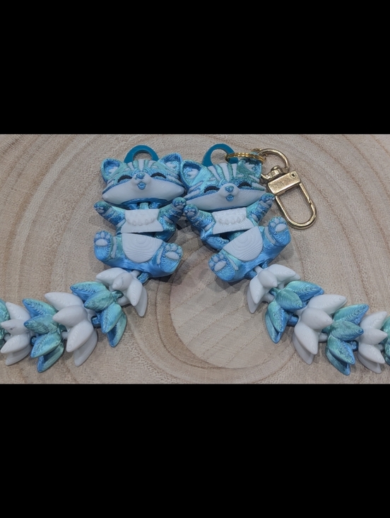 Handmade Accessories - Fluffy Cat Fidget Keychain | 3D Printed Articulated Kitty Phone Backpack Charm